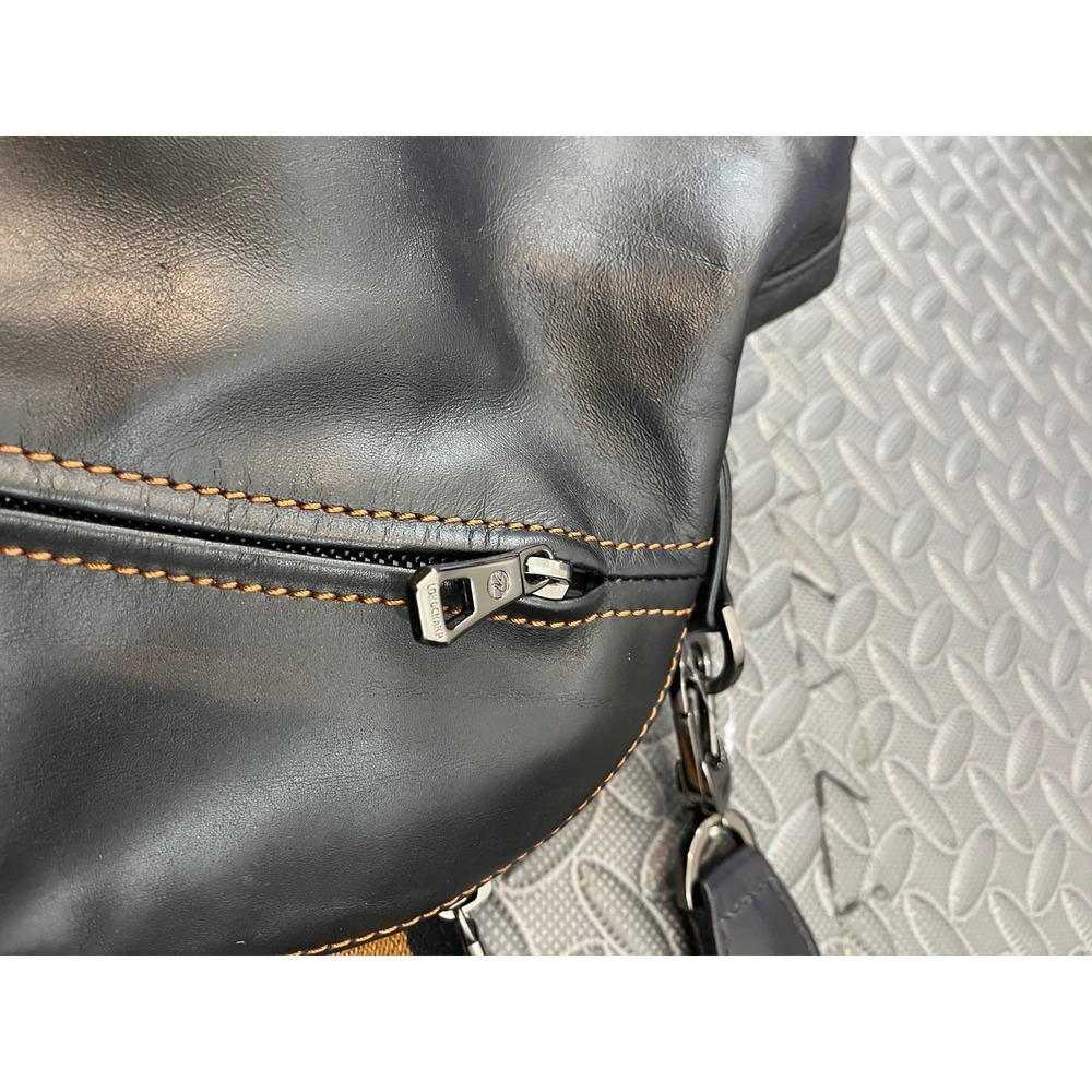 Longchamp Duffel Bag Black Leather Travel Weekender Carry On Purse Tote - Picture 5 of 11